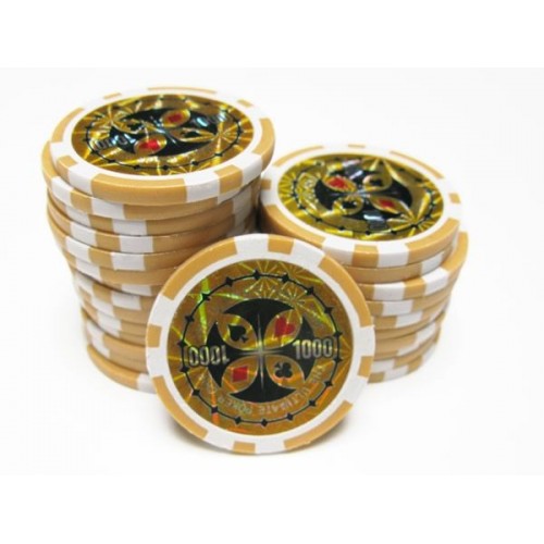 Jetons De Poker En Céramique Bullets - Lot De 25, Avec Valeurs Imprimées, Couleur Rose (5 000)